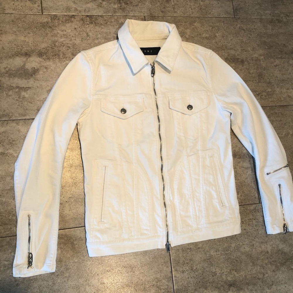 ROAR- Guns White Denim Embellished Jacket